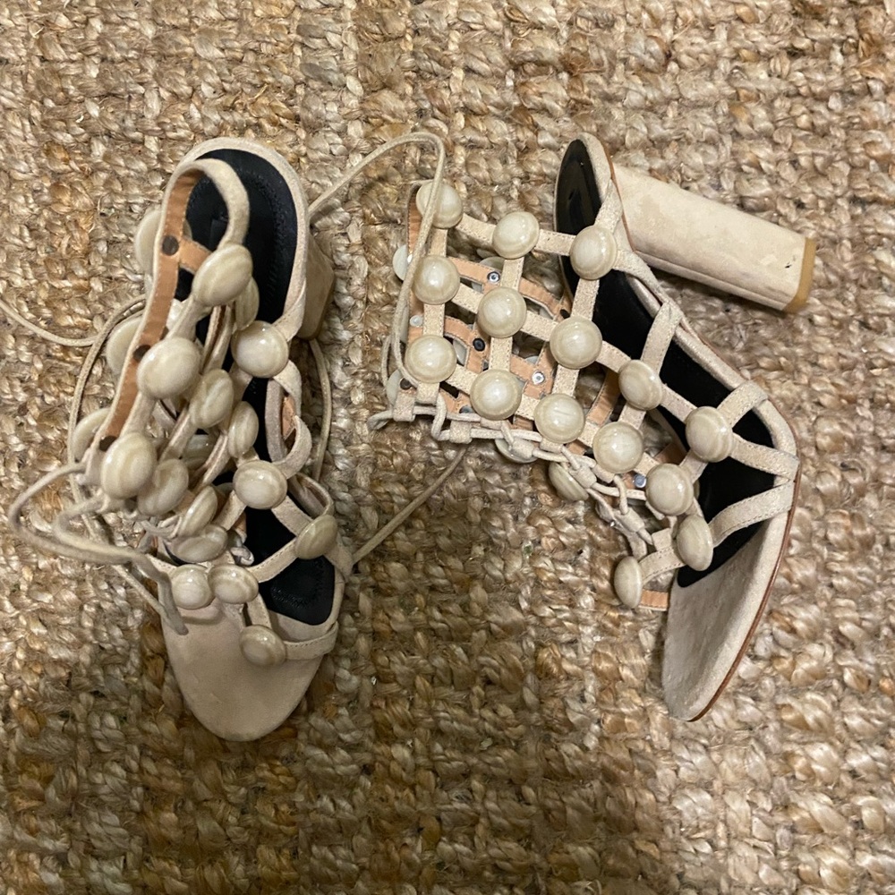 Alexander Wang Studded Beige Suede Heels